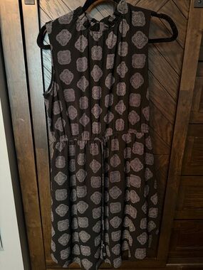 H&M Black Mini Dress with Medallion Print
